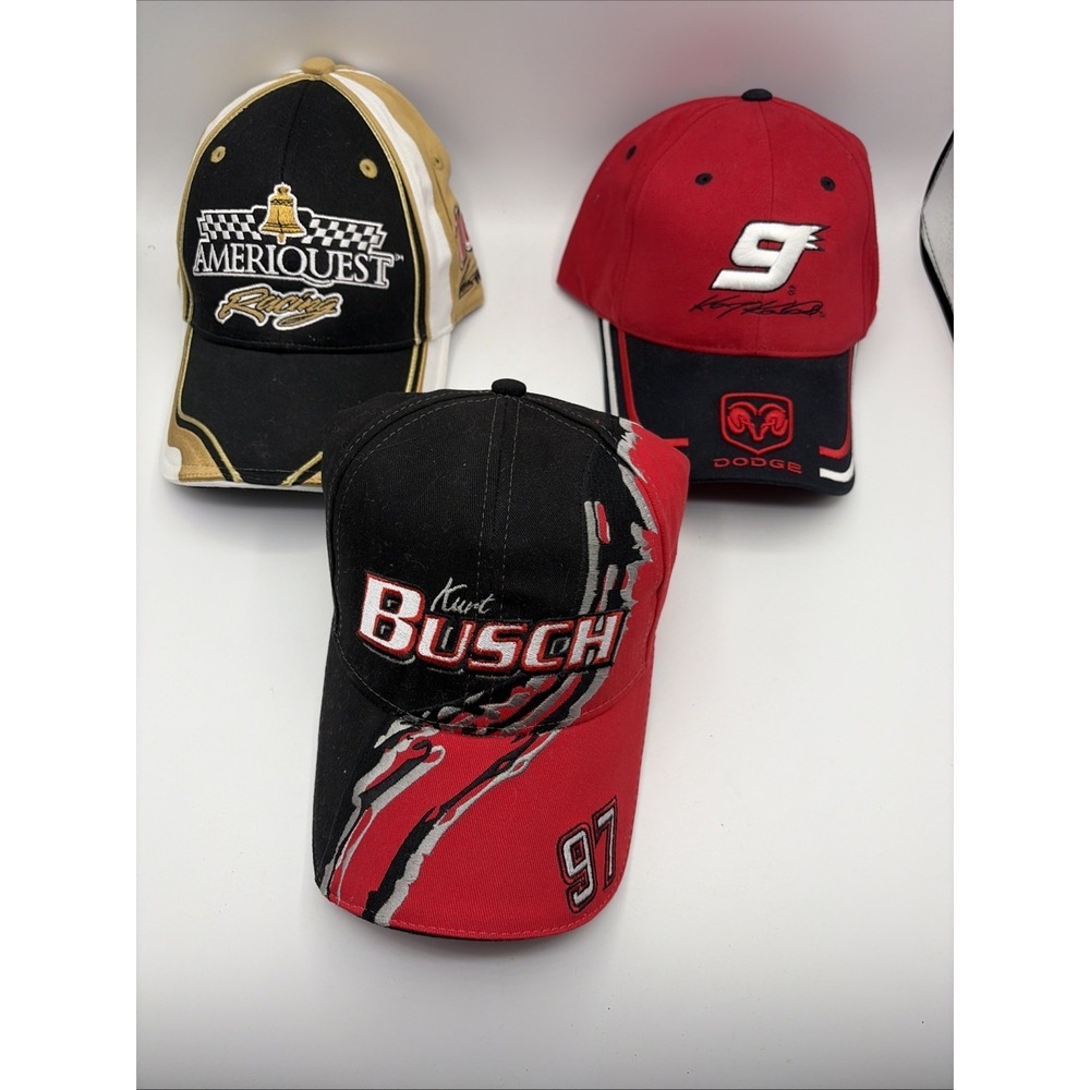 Nascar Racing Cap Lot of 3 Kurt Busch 97 Kasey Kahne 9 AmeriQuest Champions